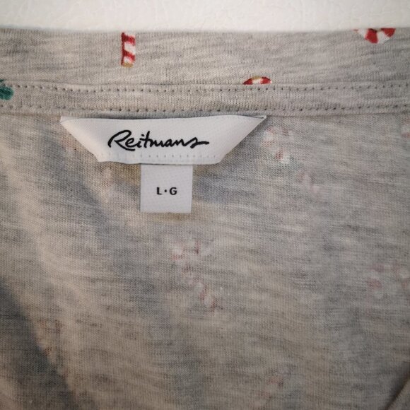 Reitmans Ladies V-neck 1/4 Button Closure Sleep Shirt - Picture 3 of 9